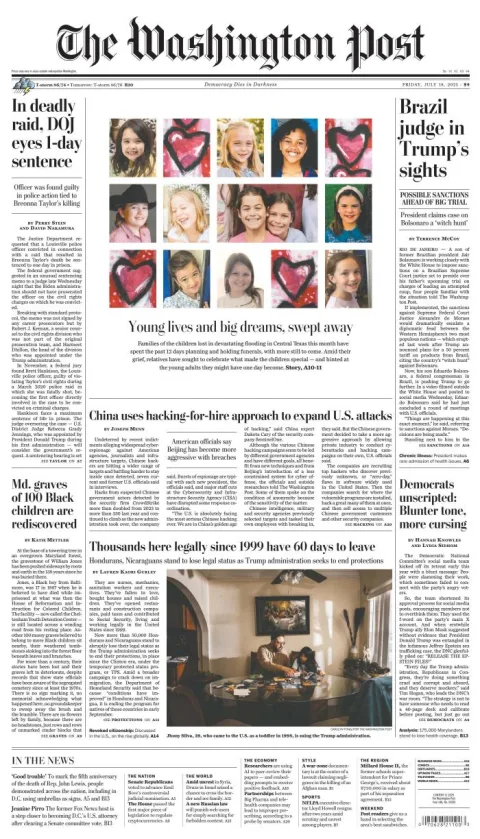 Portada de The Washington Post del viernes, 18 de julio de 2025