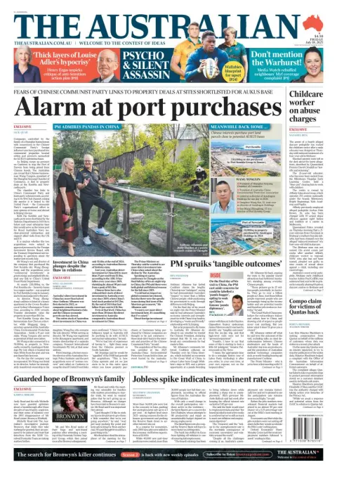Portada de The Australian del viernes, 18 de julio de 2025