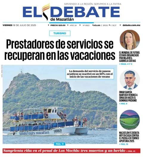 Portada de El Debate de Mazatlan del 2025-07-18