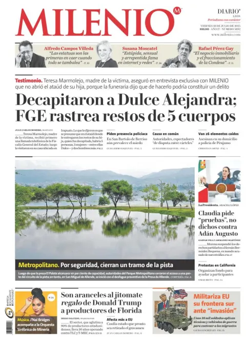Portada de Milenio Leon del viernes, 18 de julio de 2025