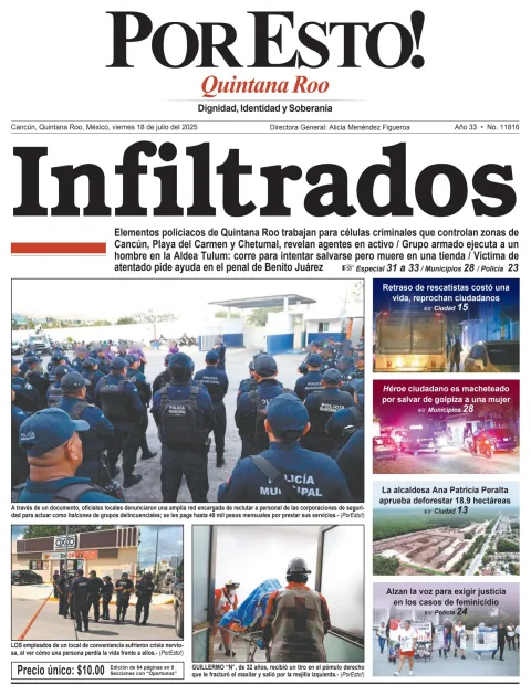 Portada de Por Esto (quintana Roo Cancun) del viernes, 18 de julio de 2025