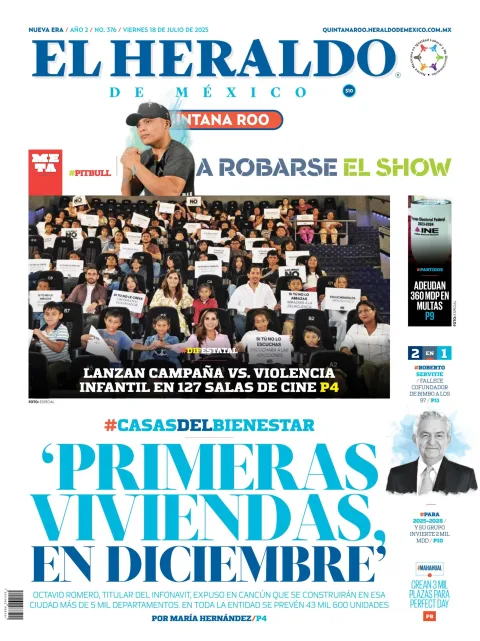 Portada de El Heraldo de Mexico - Quintana Roo del viernes, 18 de julio de 2025