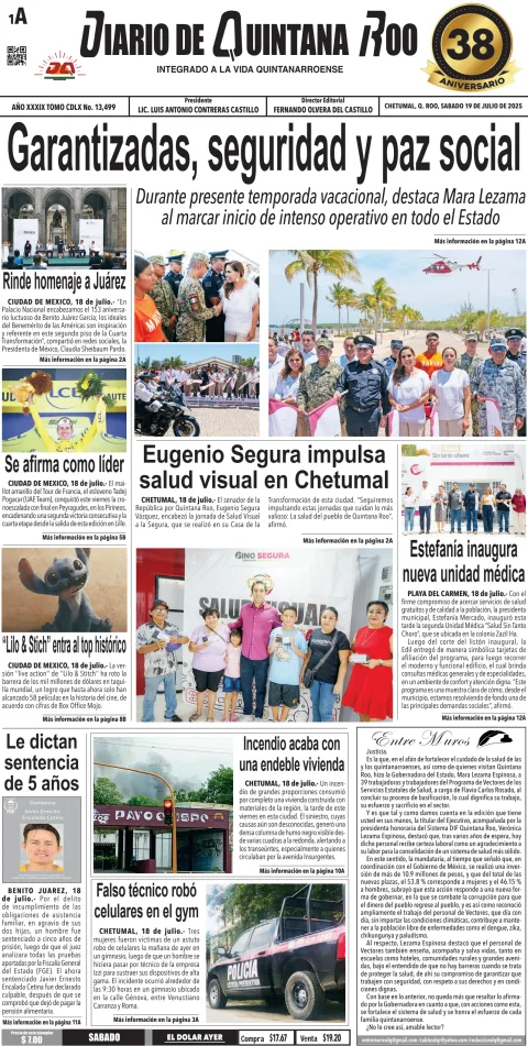 Portada de Diario de Quintana Roo (portada)