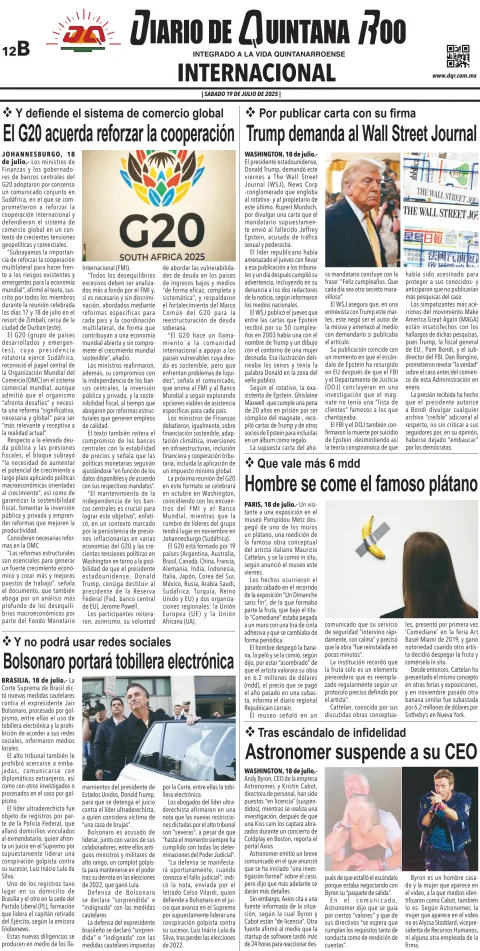 Portada de Diario de Quintana Roo (contra Portada)