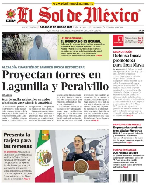 Portada de El Sol de Mexico