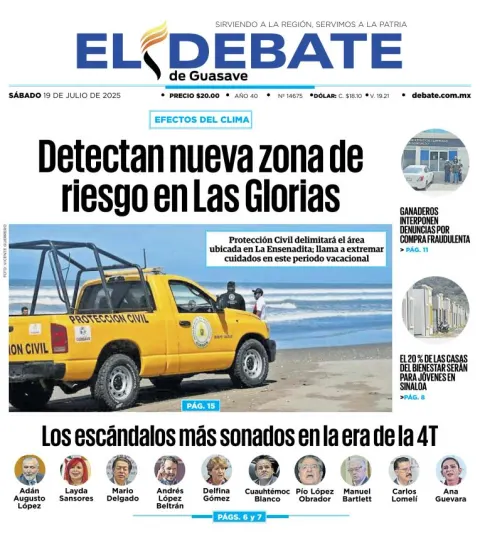 Portada de El Debate de Guasave del 2025-07-19