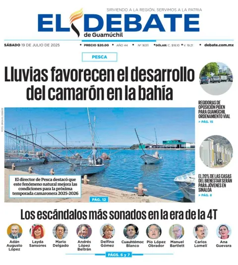 Portada de El Debate de Guamuchil del 2025-07-19