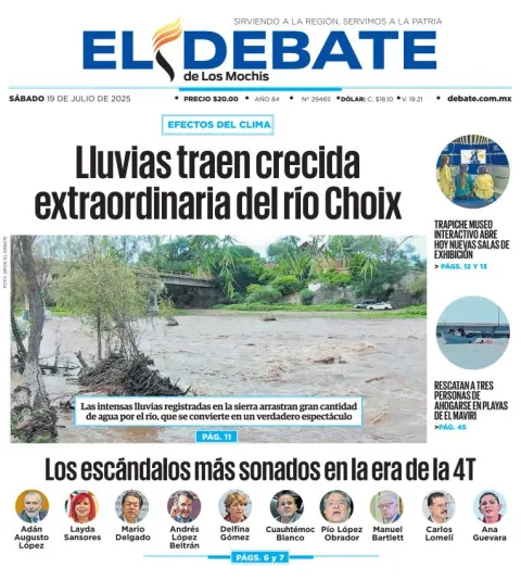 Portada de El Debate de los Mochis del 2025-07-19