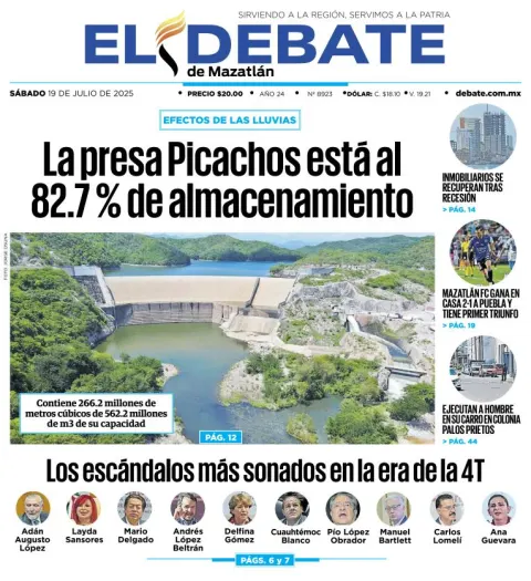 Portada de El Debate de Mazatlan del 2025-07-19