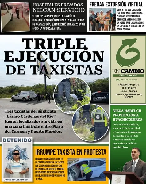 Portada de En Cambio - Quintana Roo (contraportada) del sábado, 19 de julio de 2025