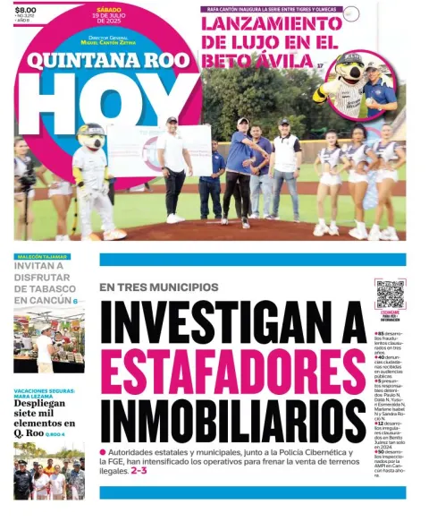 Portada de Quintana Roo Hoy del 2025-07-19