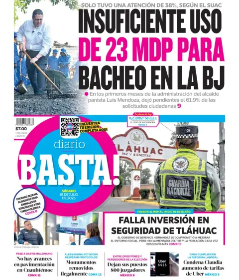 Portada de Basta del sábado, 19 de julio de 2025