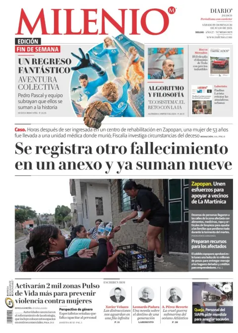 Portada de Milenio Jalisco del sábado, 19 de julio de 2025