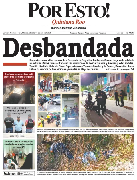 Portada de Por Esto (quintana Roo Cancun) del sábado, 19 de julio de 2025