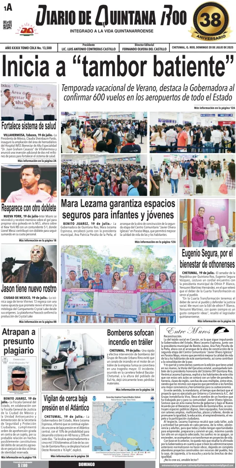 Portada de Diario de Quintana Roo (portada)