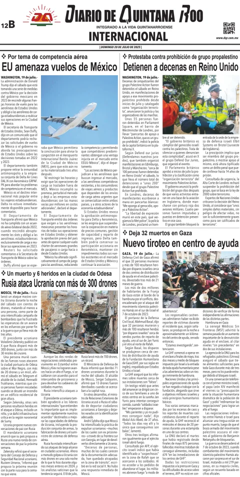 Portada de Diario de Quintana Roo (contra Portada)