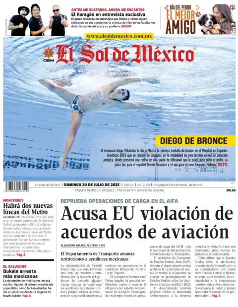 Portada de El Sol de Mexico