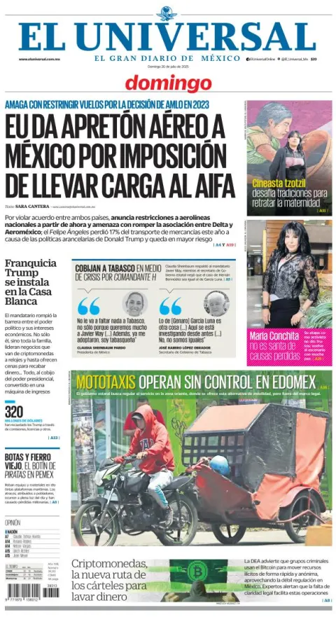 Portada de El Universal
