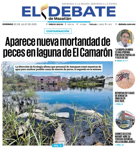 Portada de El Debate de Mazatlan del 2025-07-20