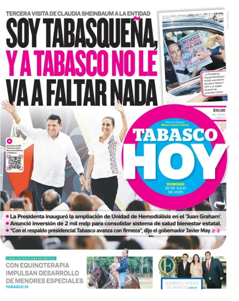 Portada de Tabasco Hoy