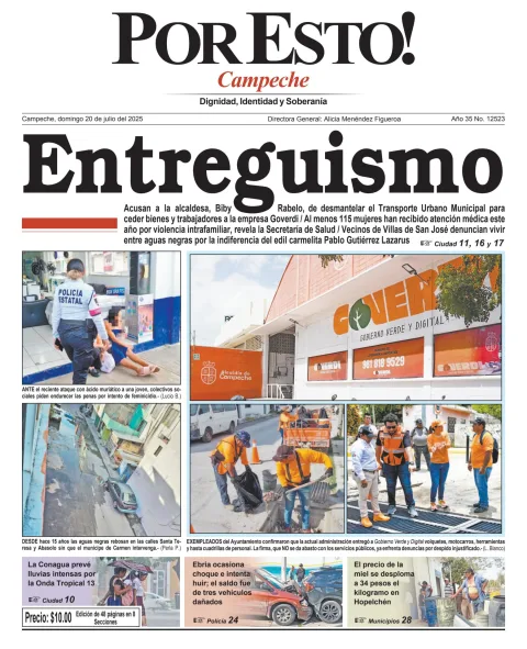Portada de Por Esto (campeche) del domingo, 20 de julio de 2025