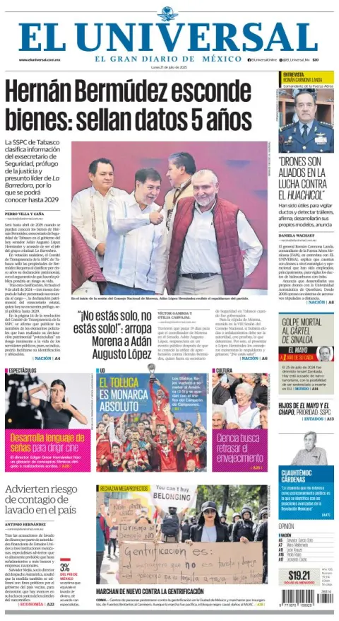 Portada de El Universal