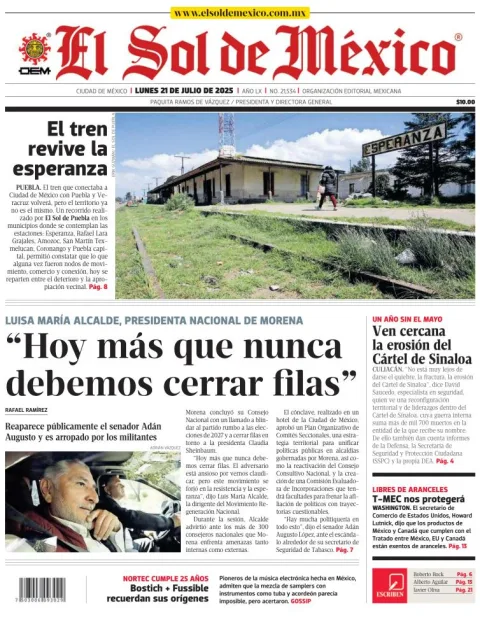 Portada de El Sol de Mexico