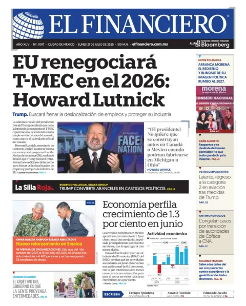 Portada de El Financiero