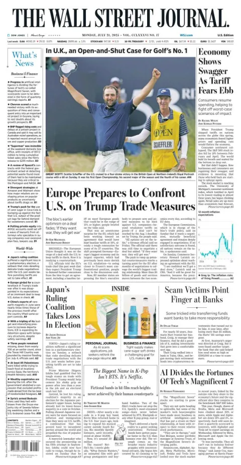 Portada de The Wall Street Journal