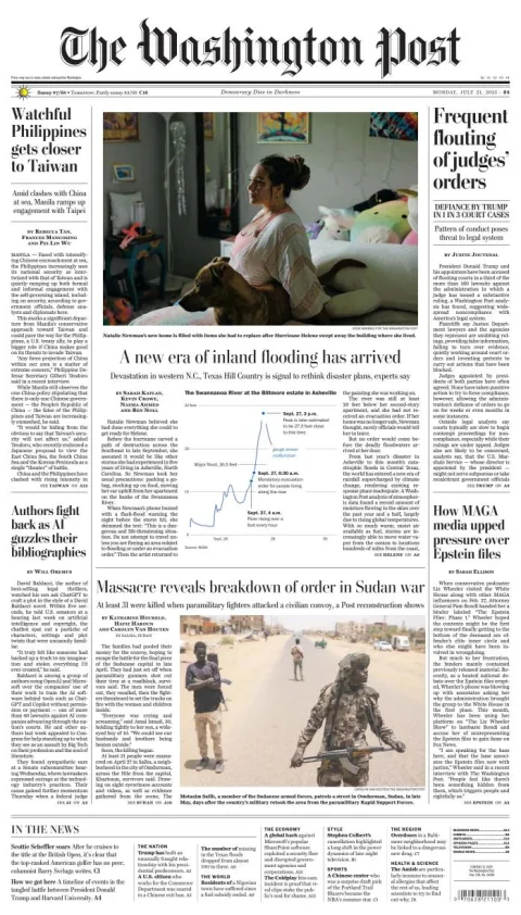 Portada de The Washington Post del lunes, 21 de julio de 2025