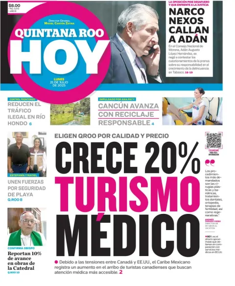 Portada de Quintana Roo Hoy del 2025-07-21