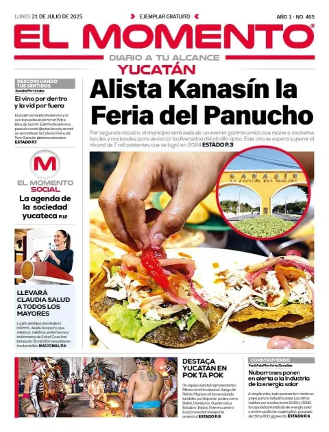 Portada de El Momento Yucatan del lunes, 21 de julio de 2025