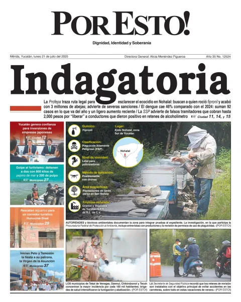 Portada de Por Esto (merida, Yucatan) del lunes, 21 de julio de 2025
