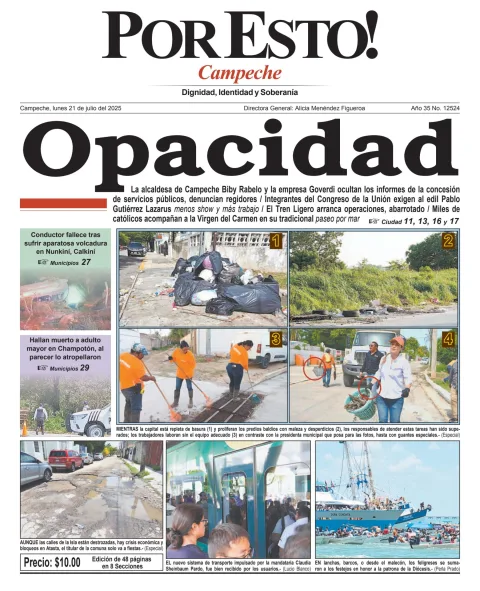 Portada de Por Esto (campeche) del lunes, 21 de julio de 2025