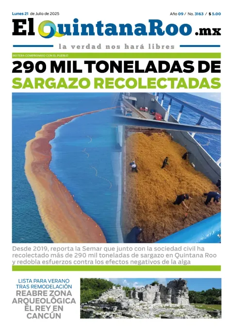 Portada de El Quintana Roo (portada) del lunes, 21 de julio de 2025