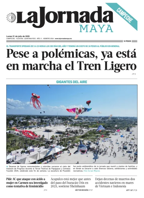 Portada de La Jornada Maya Campeche del lunes, 21 de julio de 2025