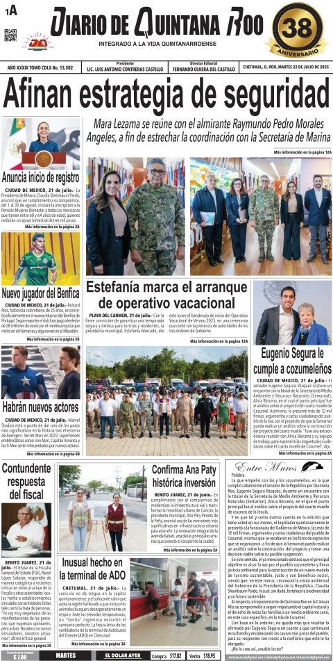 Portada de Diario de Quintana Roo (portada)