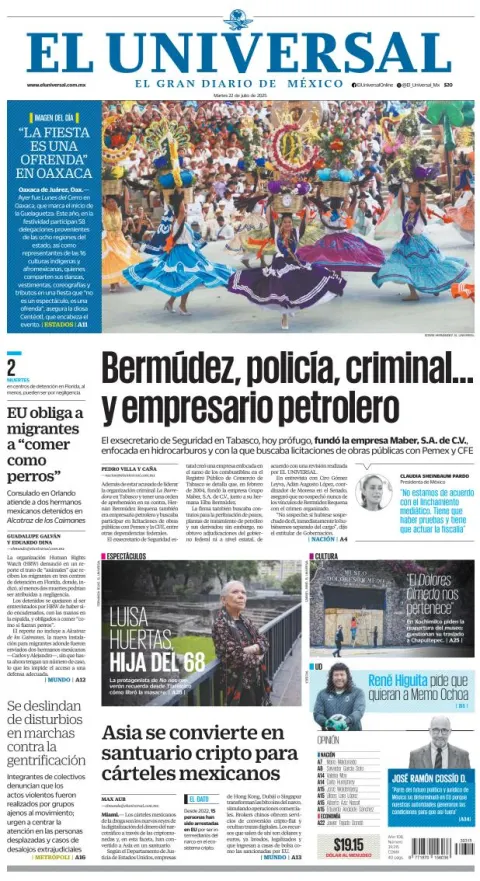 Portada de El Universal