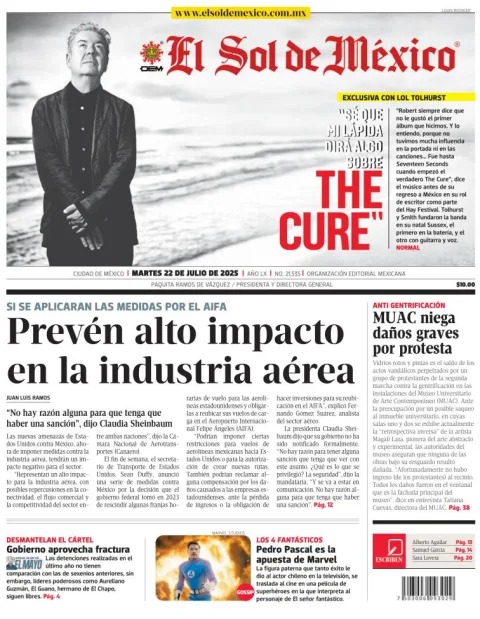 Portada de El Sol de Mexico