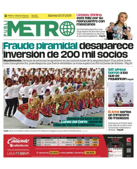 Portada de Publimetro Guadalajara del 2025-07-22