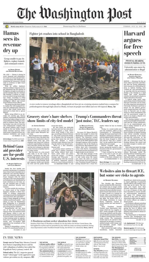 Portada de The Washington Post del martes, 22 de julio de 2025