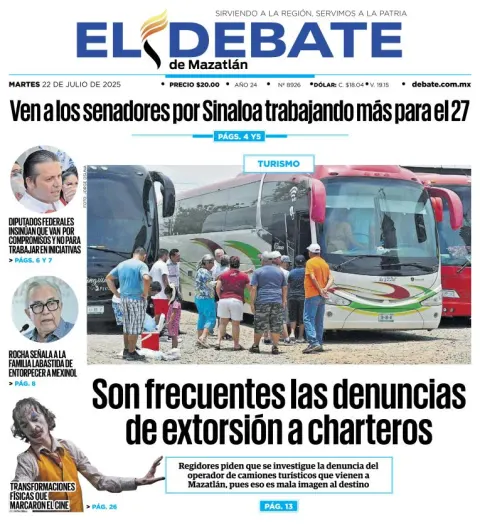 Portada de El Debate de Mazatlan del 2025-07-22