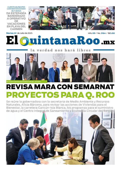 Portada de El Quintana Roo (portada) del martes, 22 de julio de 2025