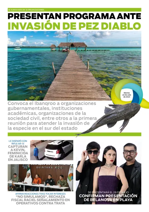 Portada de El Quintana Roo (contraportada) del martes, 22 de julio de 2025
