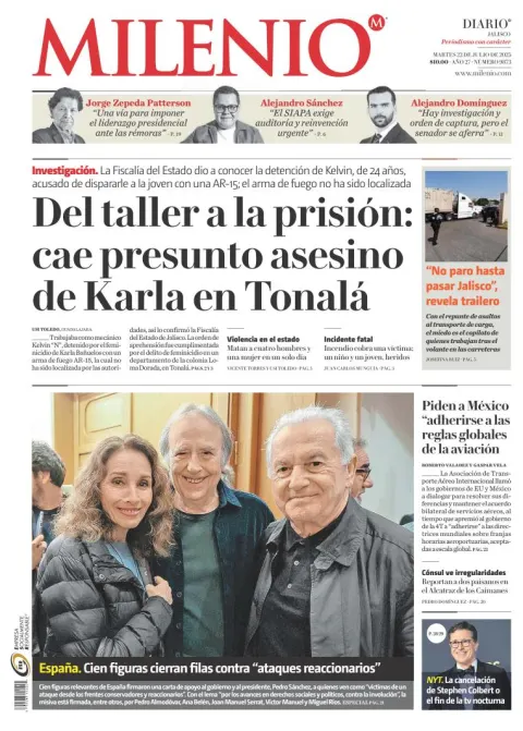 Portada de Milenio Jalisco del martes, 22 de julio de 2025