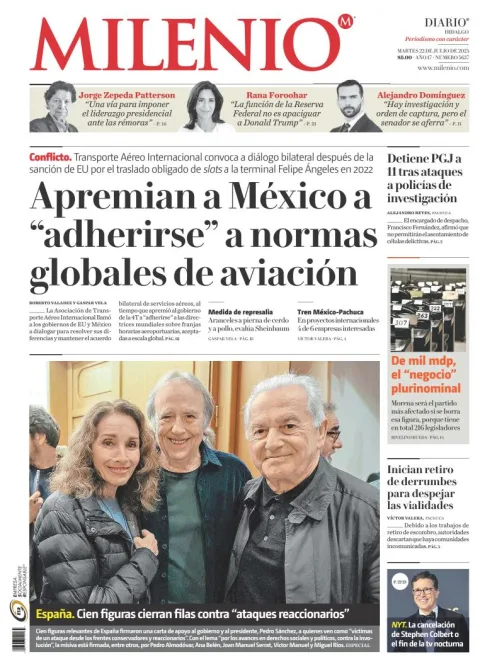 Portada de Milenio Hidalgo del martes, 22 de julio de 2025