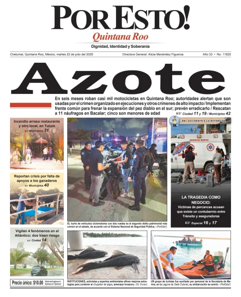 Portada de Por Esto (quintana Roo Chetumal) del martes, 22 de julio de 2025