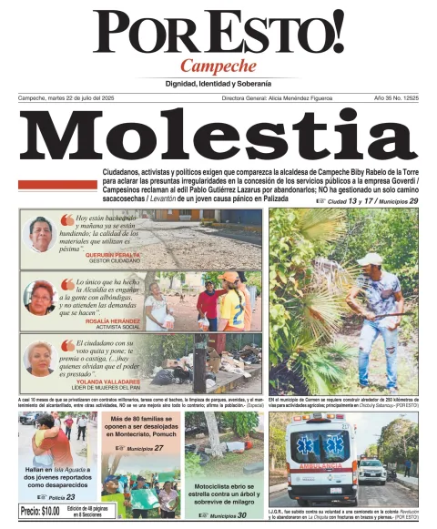 Portada de Por Esto (campeche) del martes, 22 de julio de 2025