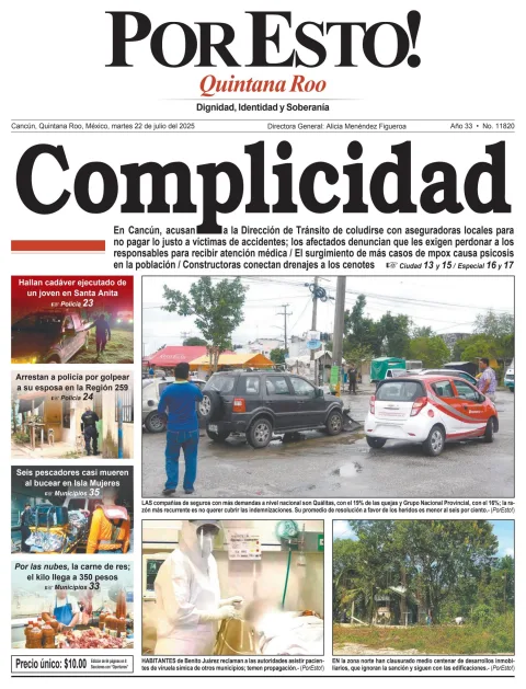 Portada de Por Esto (quintana Roo Cancun) del martes, 22 de julio de 2025