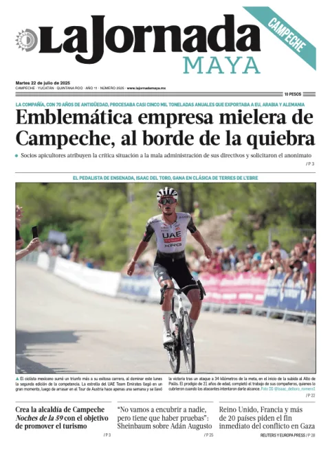 Portada de La Jornada Maya Campeche del martes, 22 de julio de 2025
